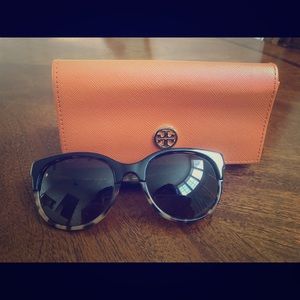 Tory Burch tortoiseshell sunglasses with case